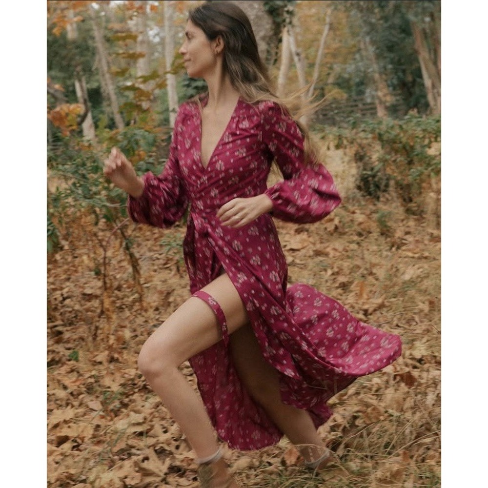 Christy Dawn Medieval Wrap Dress Red honoring mother earth Sz S
